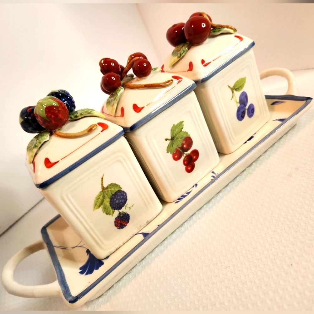 Villeroy‎ & Boch Cottage Charm vintage complete jam pot set